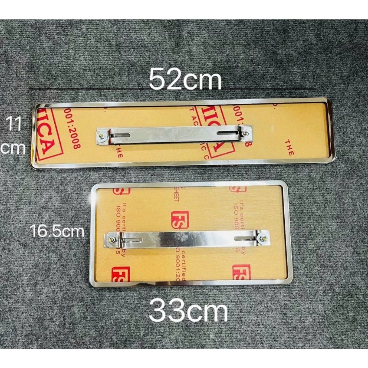 Bộ Khung Biển Số Inox Và Ốp Mica ( Trước + Sau + Pat ) Gắn Ô tô Mẫu Mới