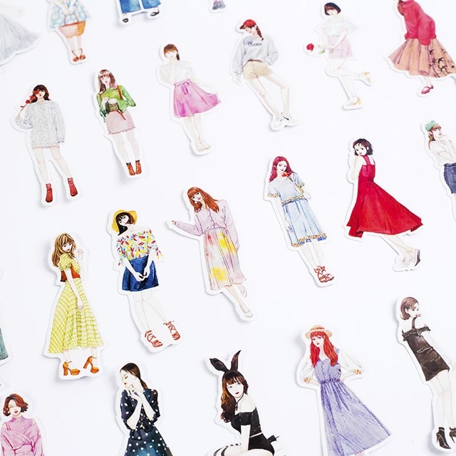 Set 100 Stickers Cô Gái Loại Trung
