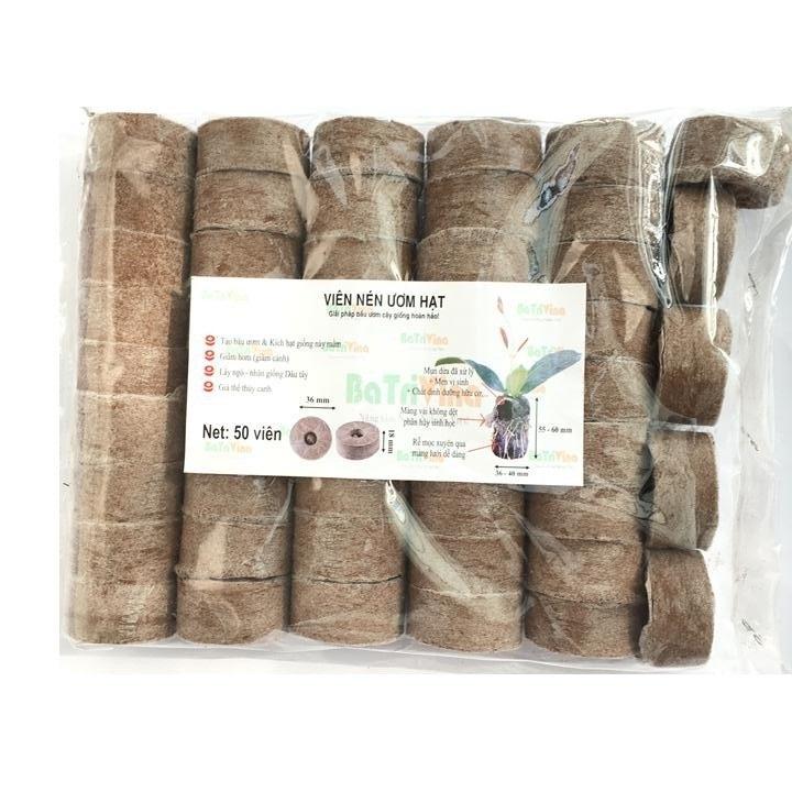 Set 50 viên nén xơ dừa dùng để ươm hạt, ươm cây hiệu Batrivina