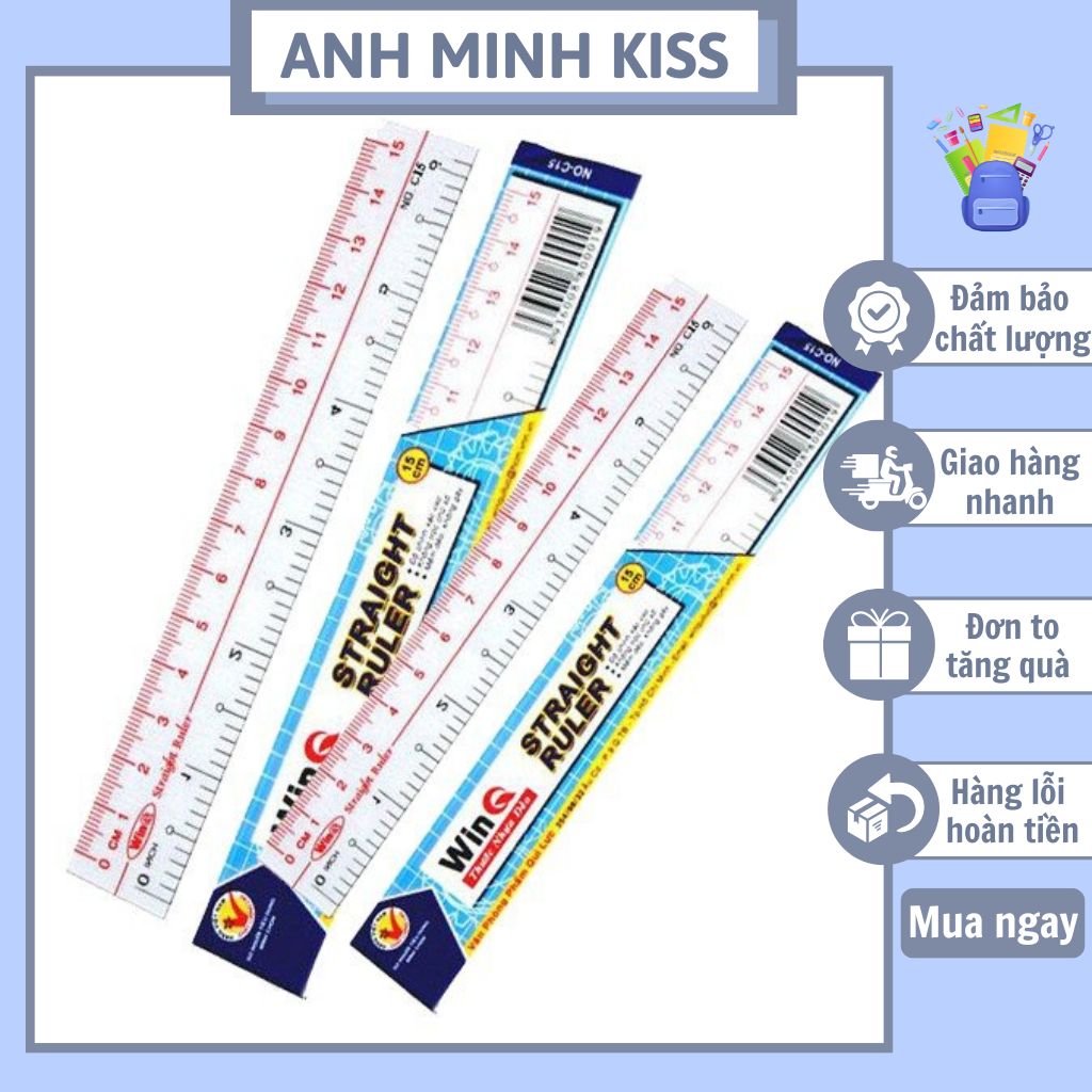 Combo 2 cây thước kẻ dẻo WinQ 15cm dành cho học sinh