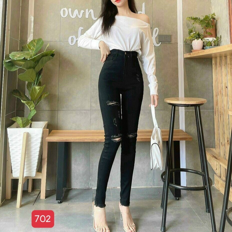 [Hoàn Tiền 15%] Quần jean nữ Rách kiểu cao cấp vải denim Jean có chất co dãn, quần có miếng lót vải ở phần rách , rất dễ mặc , không bị hở , hàng chuẩn shop ( shop tự chụp ) thời trang Diễm Nhi SHOP sn005