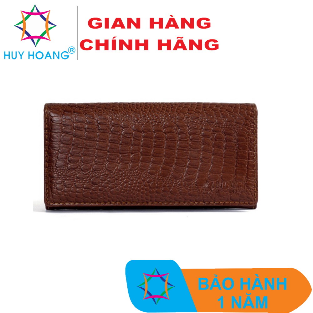 Bóp da nữ da bò vân cá sấu nhỏ 2 gấp màu nâu TH3103.