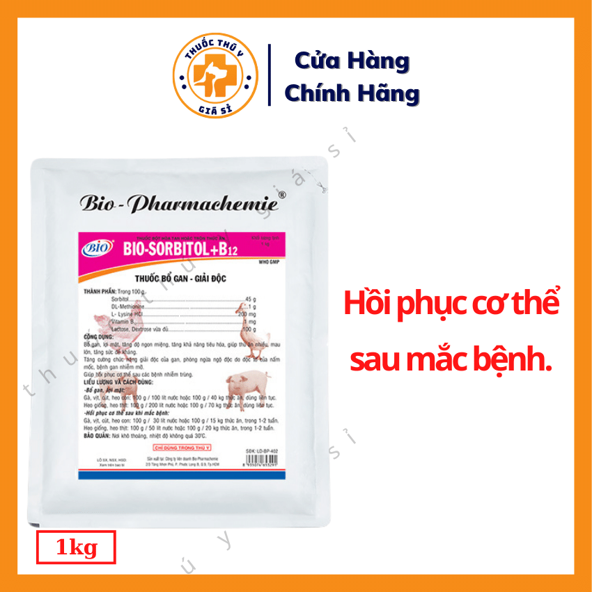 "Hoàn tiền đến 10%" Bio Sorbitol B12 1kg - Dùng Cho Bổ Gan, Giải Độc, Hồi Phục Cơ Thể Sau Khi Mắc Bệnh, Tăng Khả Năng Tiêu Hóa - Thú Y Giá Sỉ