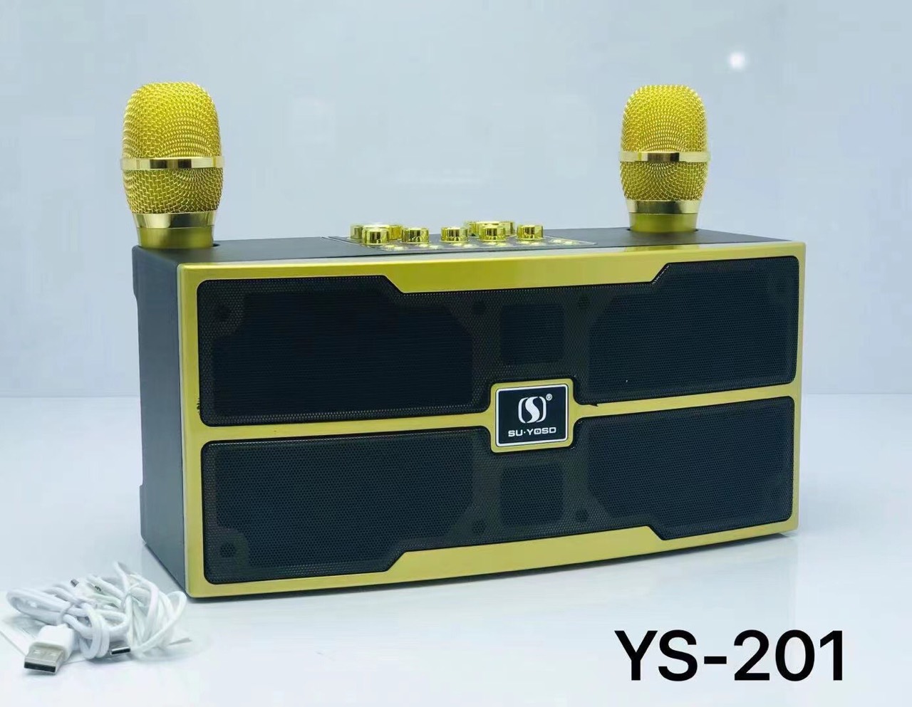 [ Loa di động Hót Nhất 2021]Mic Hát Karaoke cao cấp,Loa Bluetooth Karaoke SU-YOSD YS-201 (Kèm 2 Micro Không Dây)