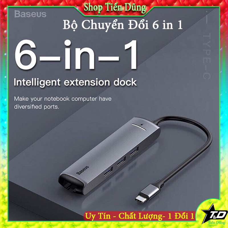 Bảng giá Bộ Chuyển Đổi Baseus, Bộ Chuyển Đa Cổng, Ethernet USB 3.0 C HUB Type C Thành HDMI RJ45, Bộ Chuyển Đổi USB3.0 PD Cho MacBook Pro Air Dock Type C HUB HAB Phong Vũ