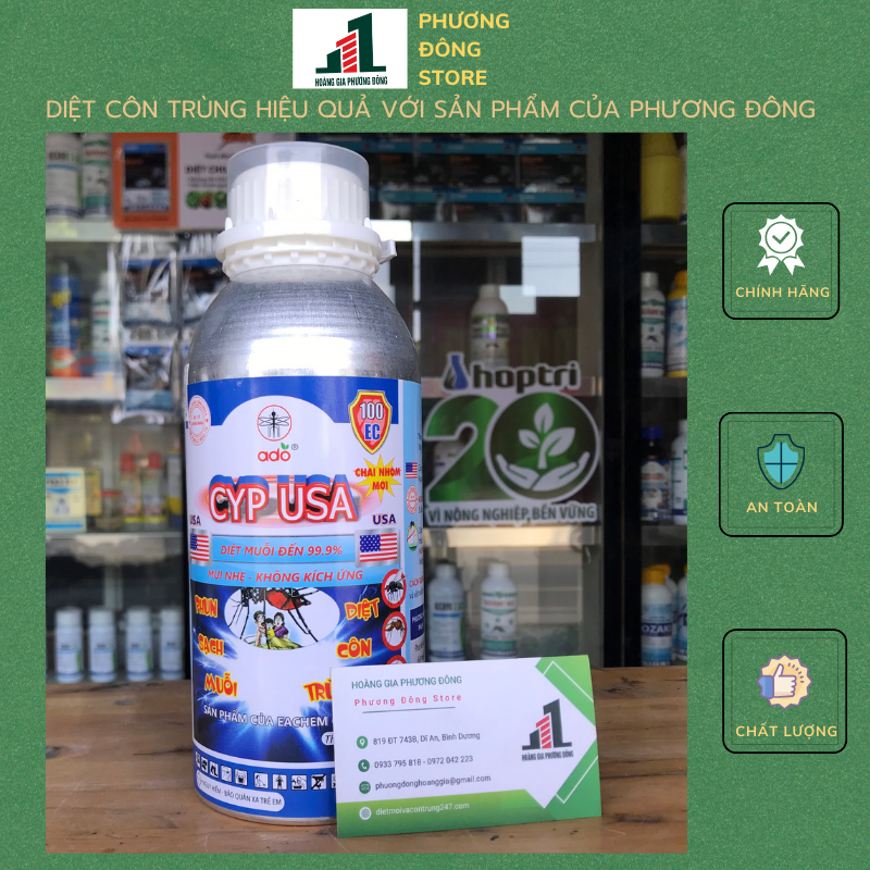 Thuốc diệt muỗi giá rẻ CYP USA 100EC (chai nhôm, 1 lít)