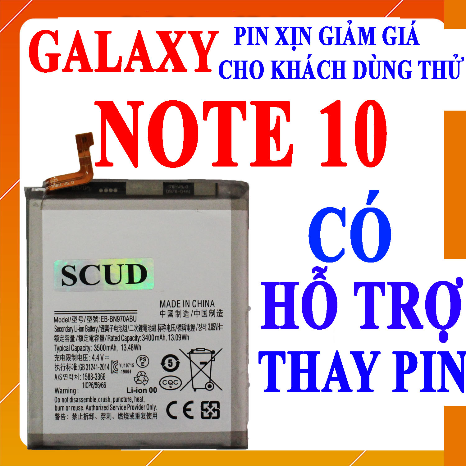 Pin Scud cho Samsung Galaxy Note 10 dung lượng 3500mAh