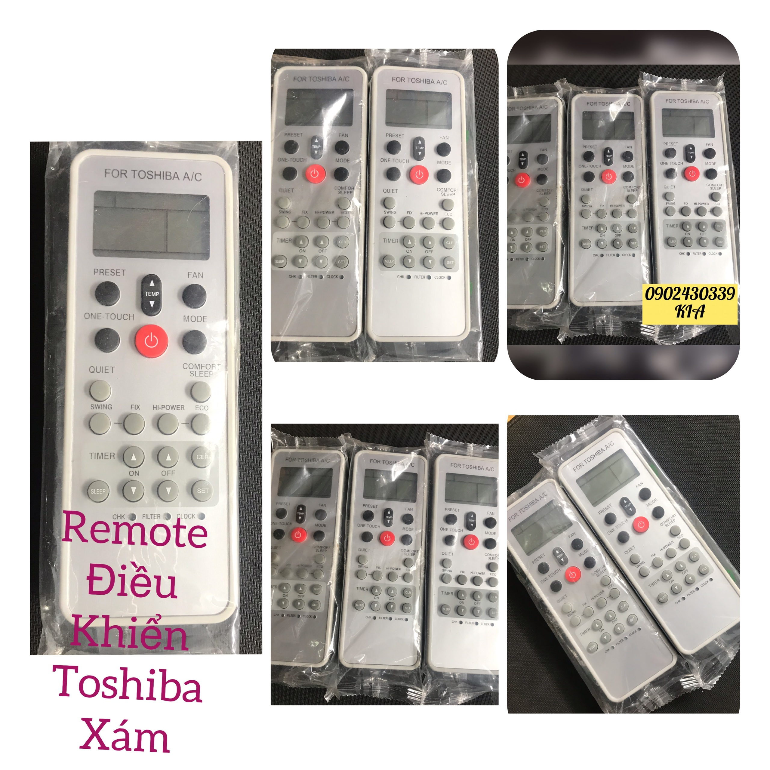 [HCM]Remote máy lạnh .TOSHIBA Xám