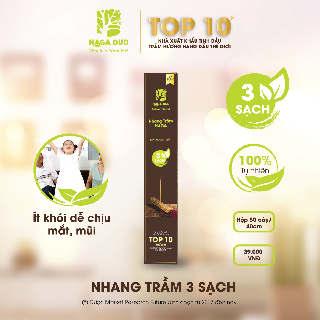 Nhang Trầm HAGA 40cm 3 sạch 50 cây