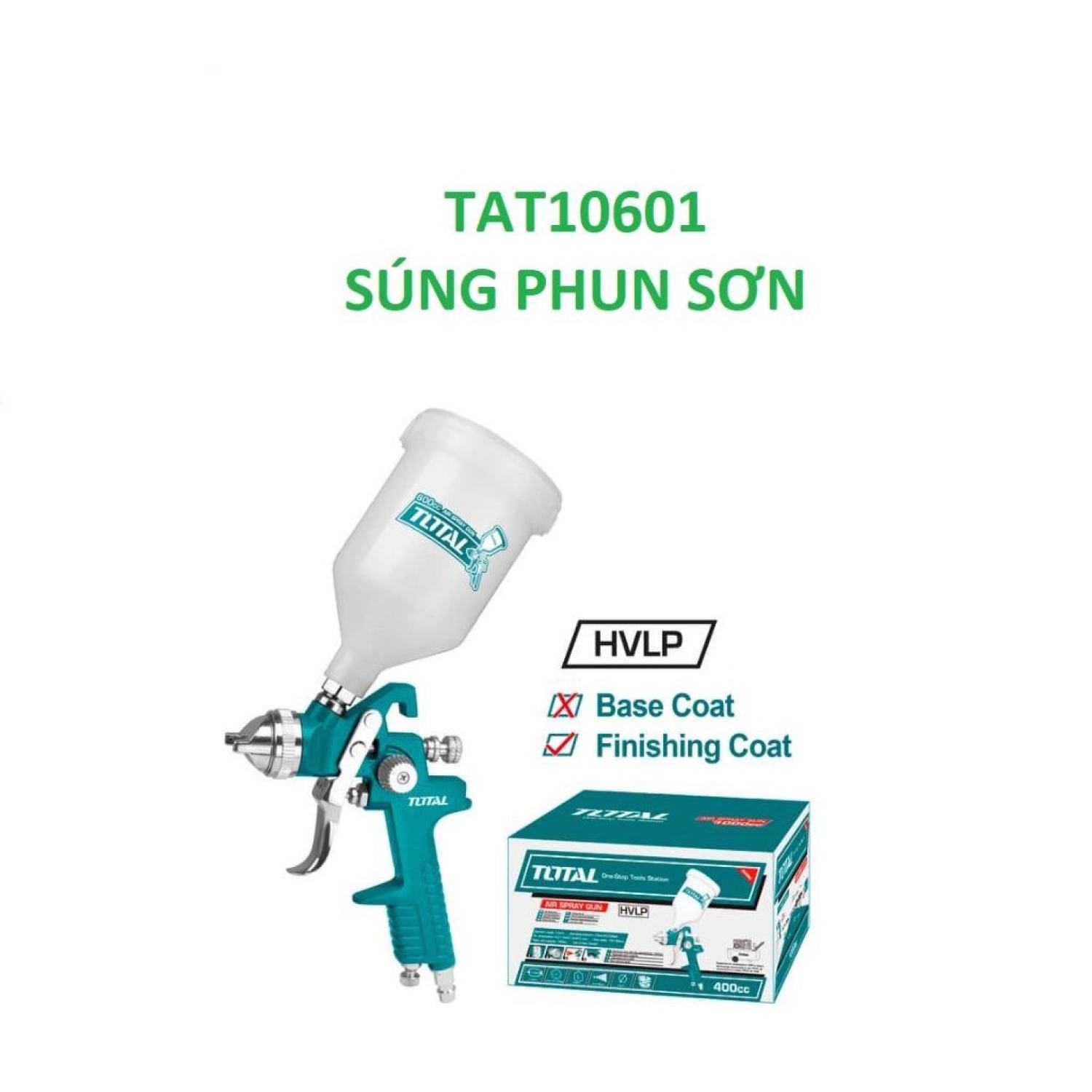 TOTAL súnɡ phun sơn HVLP 600cc TAT10601 (Cam kết Chính Hãng 100%)