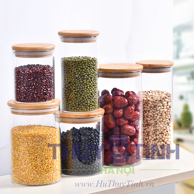 LỌ THỦY TINH NẮP GỖ CAO CẤP