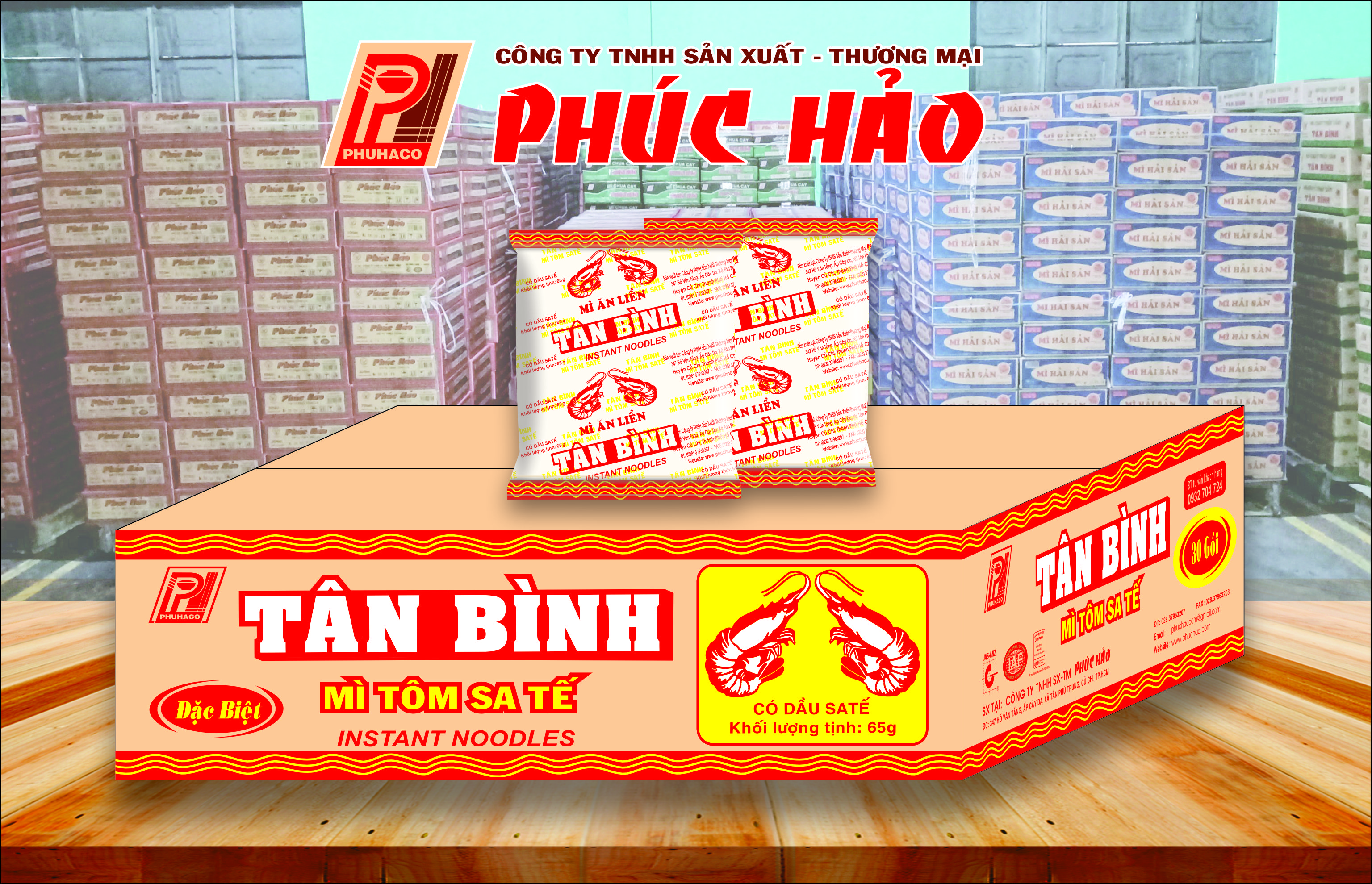 Mì Tân Bình Sate 30 Gói x 65Gr
