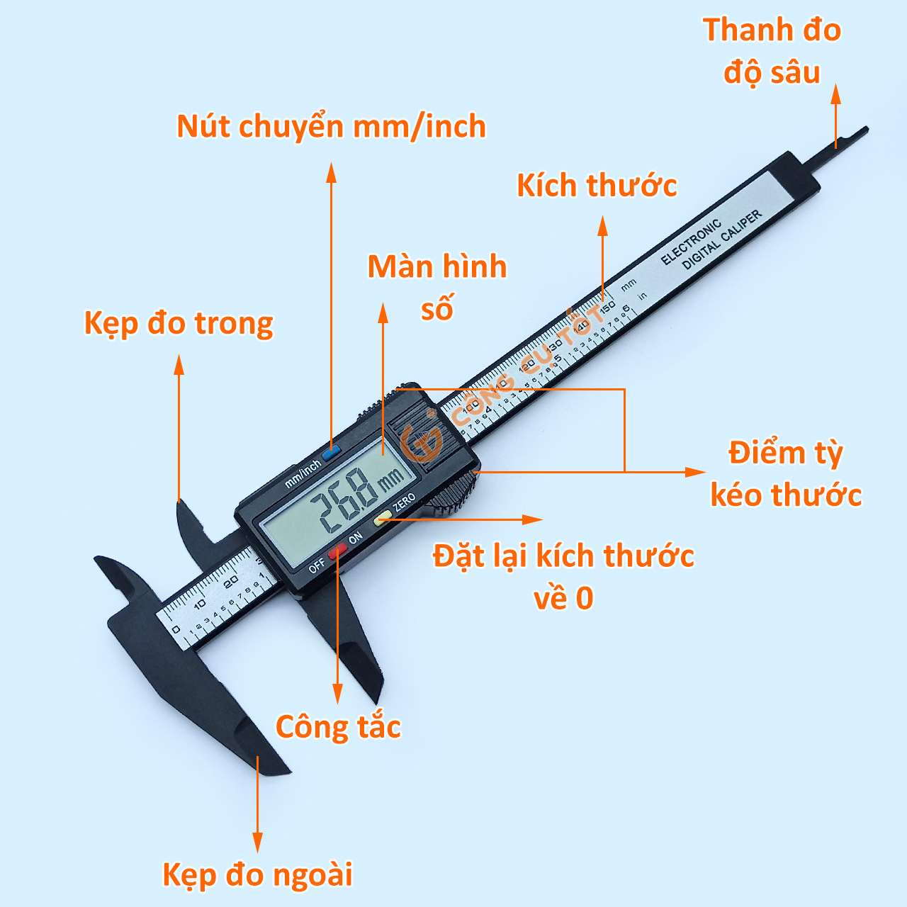 Thước kẹp điện tử sợi carbon 150mm