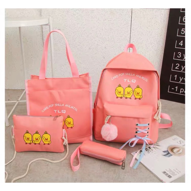 Set balo 4 món - thắt nơ 3 con vịt