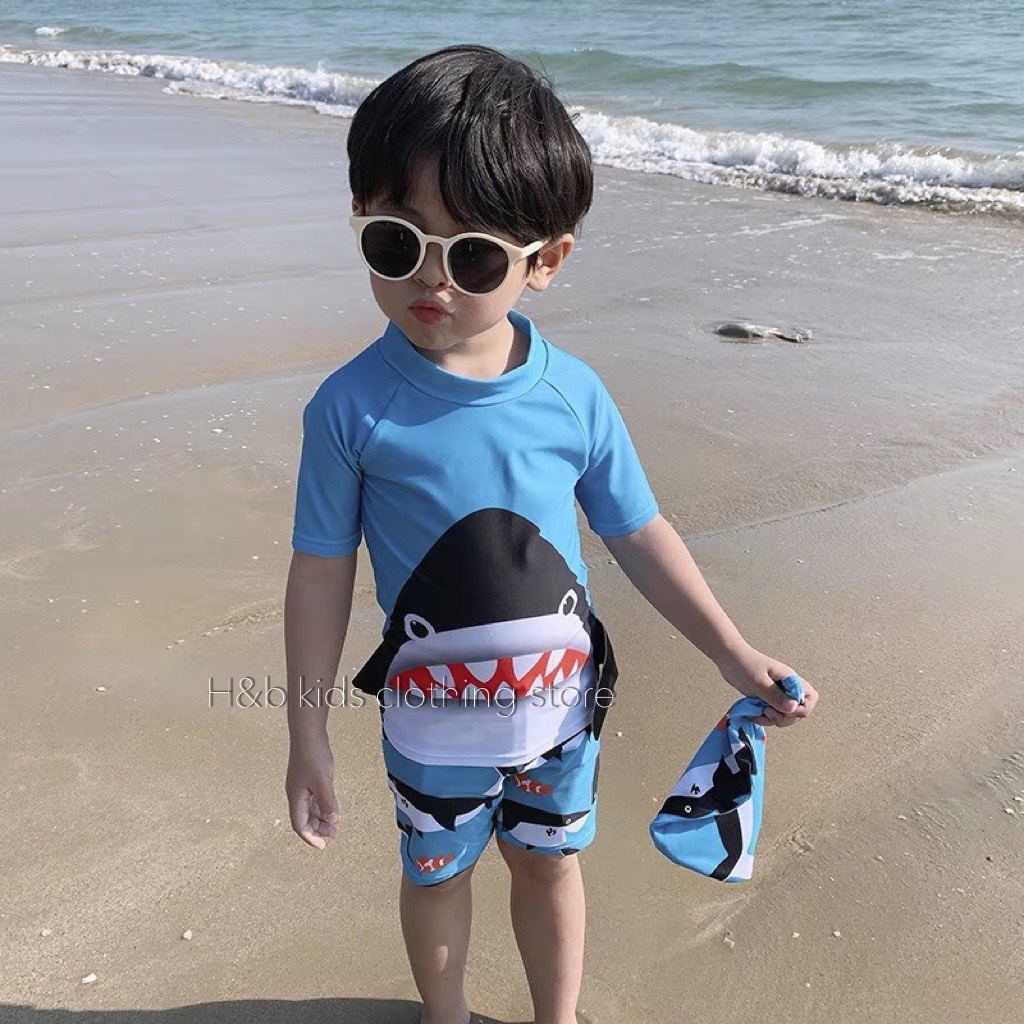 [Có sẵn] Đồ bơi cho bé hình cá mập kèm nón siêu cưng cho bé