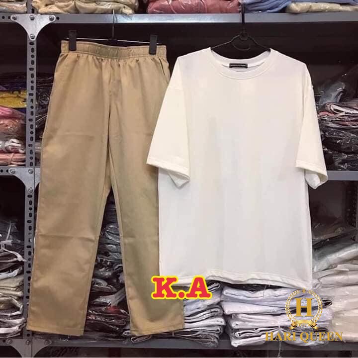Sét áo trơn kèm quần kaki HARI0420