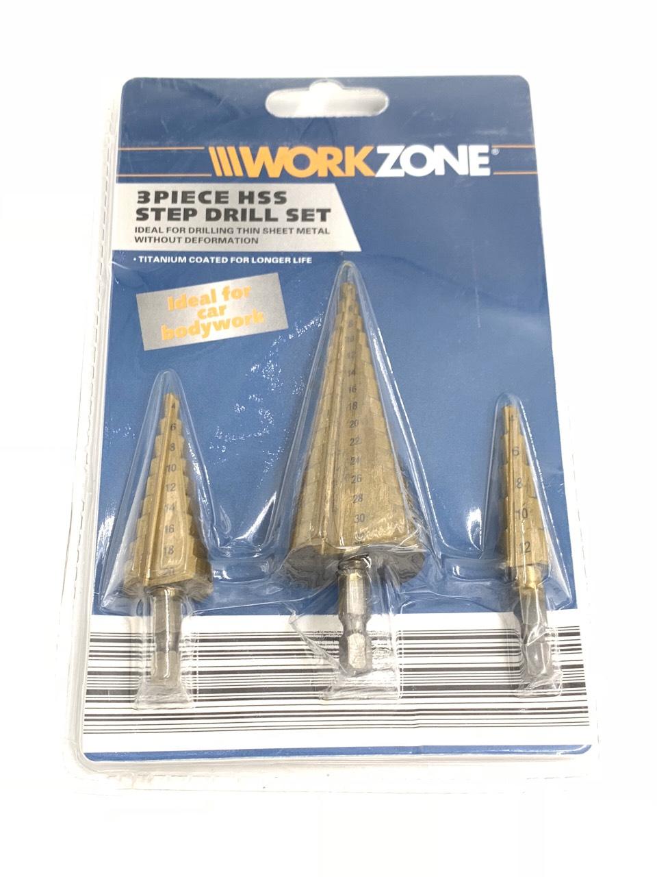 Bộ mũi khoan bậc 3 mũi rãnh thẳng Workzone - W3Z
