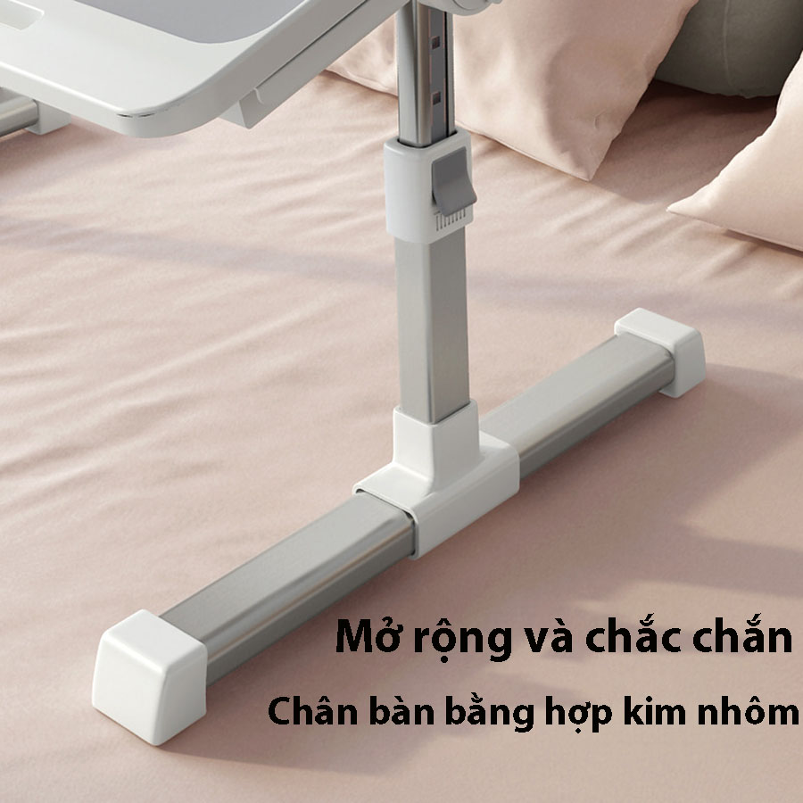 Bàn làm việc gấp gọn có 4 cổng USB,chân bàn hợp kim nhôm chắc chắn có thể điều chỉnh độ cao,Bàn gấp gọn di động có ngăn tủ và khe chống trượt trên mặt bàn