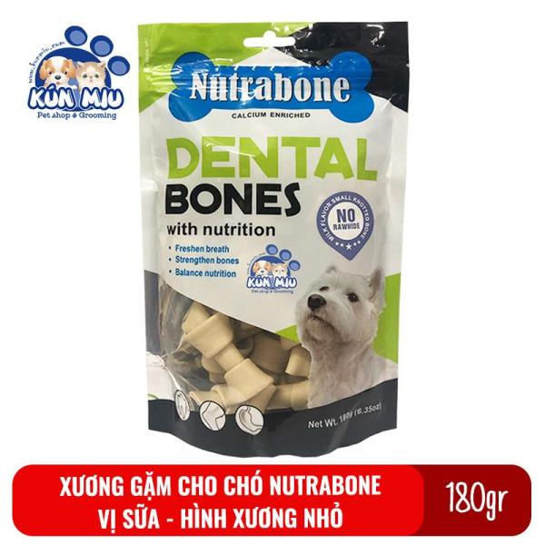 Xương Cho Chó Vị Sữa Nutrabone 180Gr Hình Xương Nhỏ - Xương Gặm Sạch Răng Cho Chó