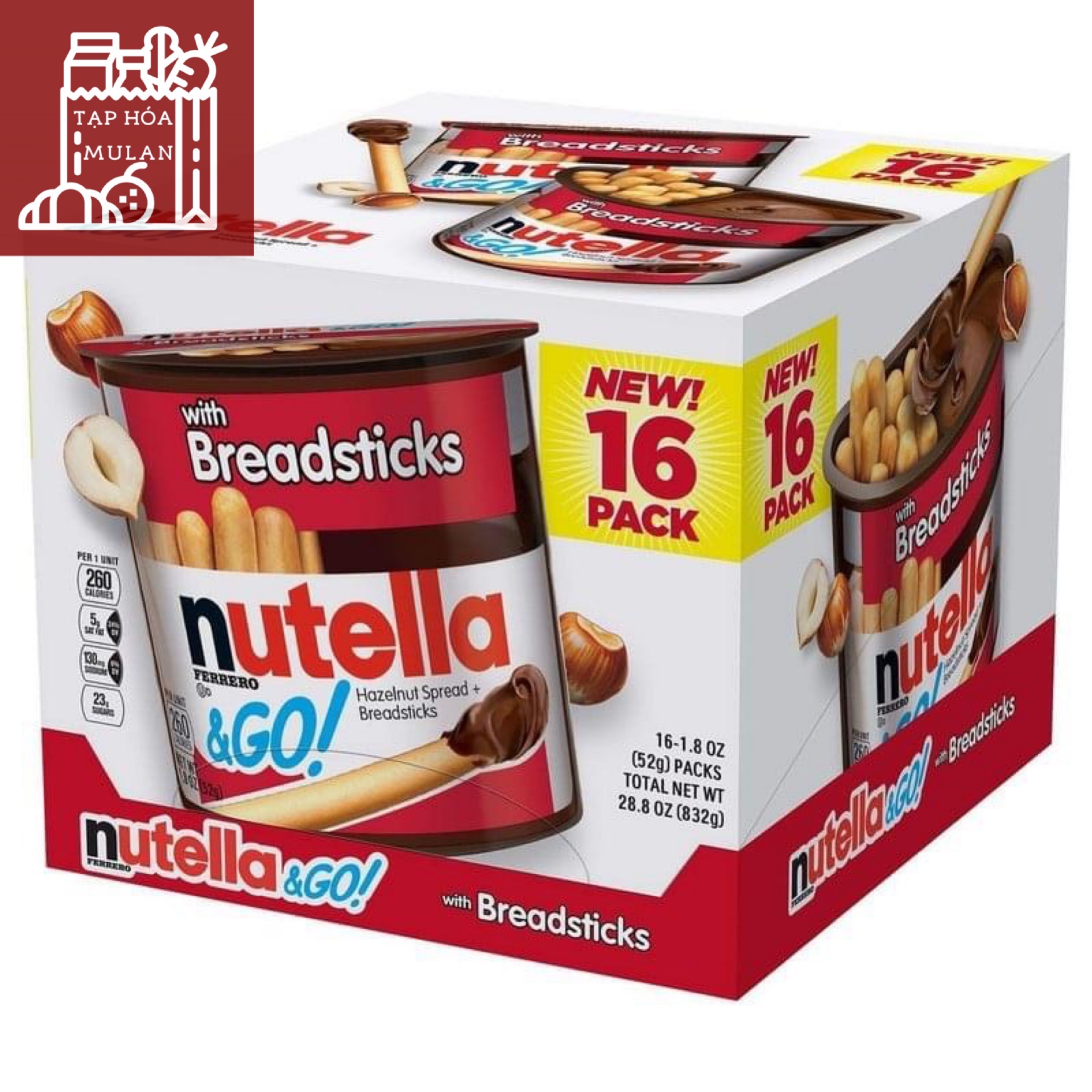 BÁNH QUE CHẤM SICULA NUTELLA - 1 thùng 16 hộp
