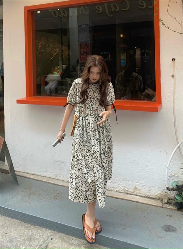 ĐẦM VOAN LỤA HOA NHÍ DÀY DẶN DẠO PHỐ CỰC XINH