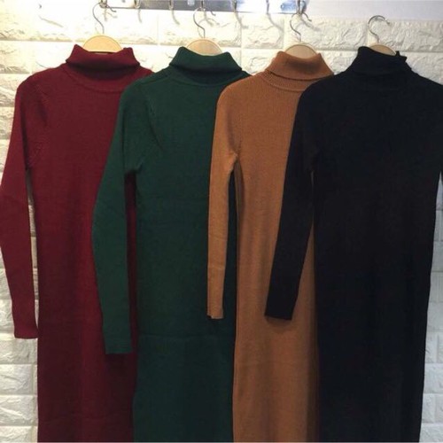 [HCM]VÁY BODY TAY DÀI  CỔ LỌ mys shop