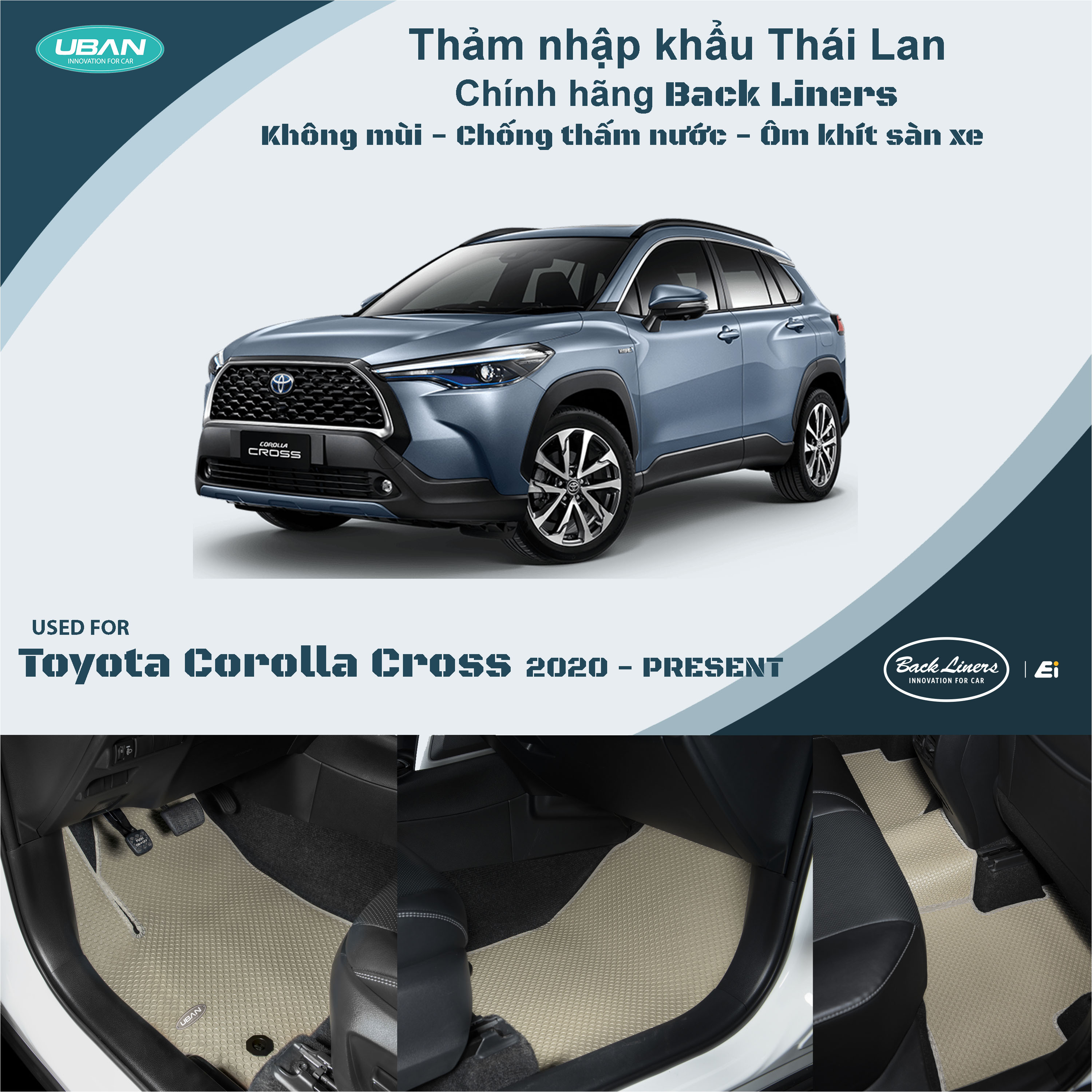 Thảm lót sàn ô tô UBAN cho xe Toyota Corolla Cross - Nhập khẩu Thái Lan