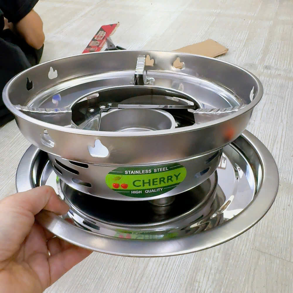 Bếp cồn inox chắn gió CHERRY - tiệu lợi dã ngoại (siêu rẻ)
