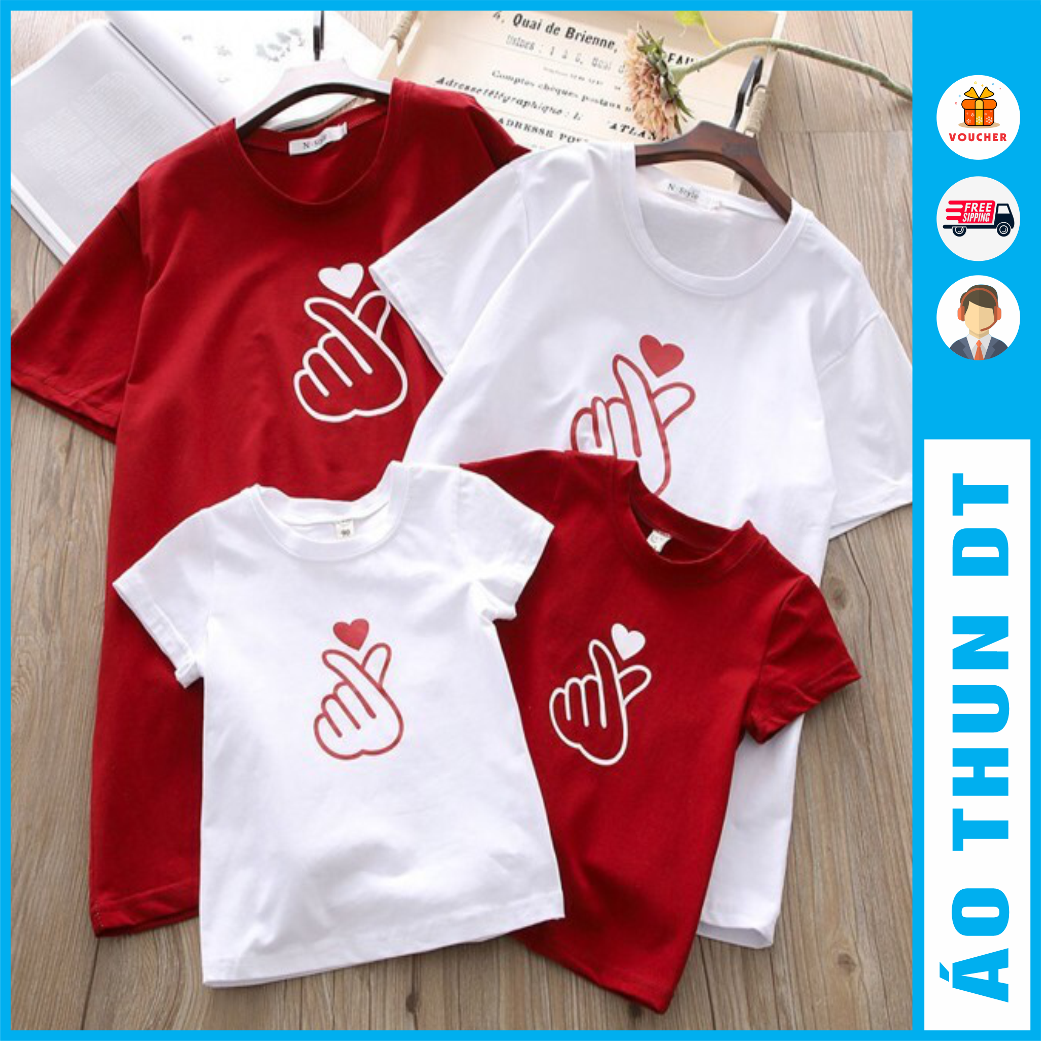 Mẫu bắn tim - Áo thun gia đình đủ size