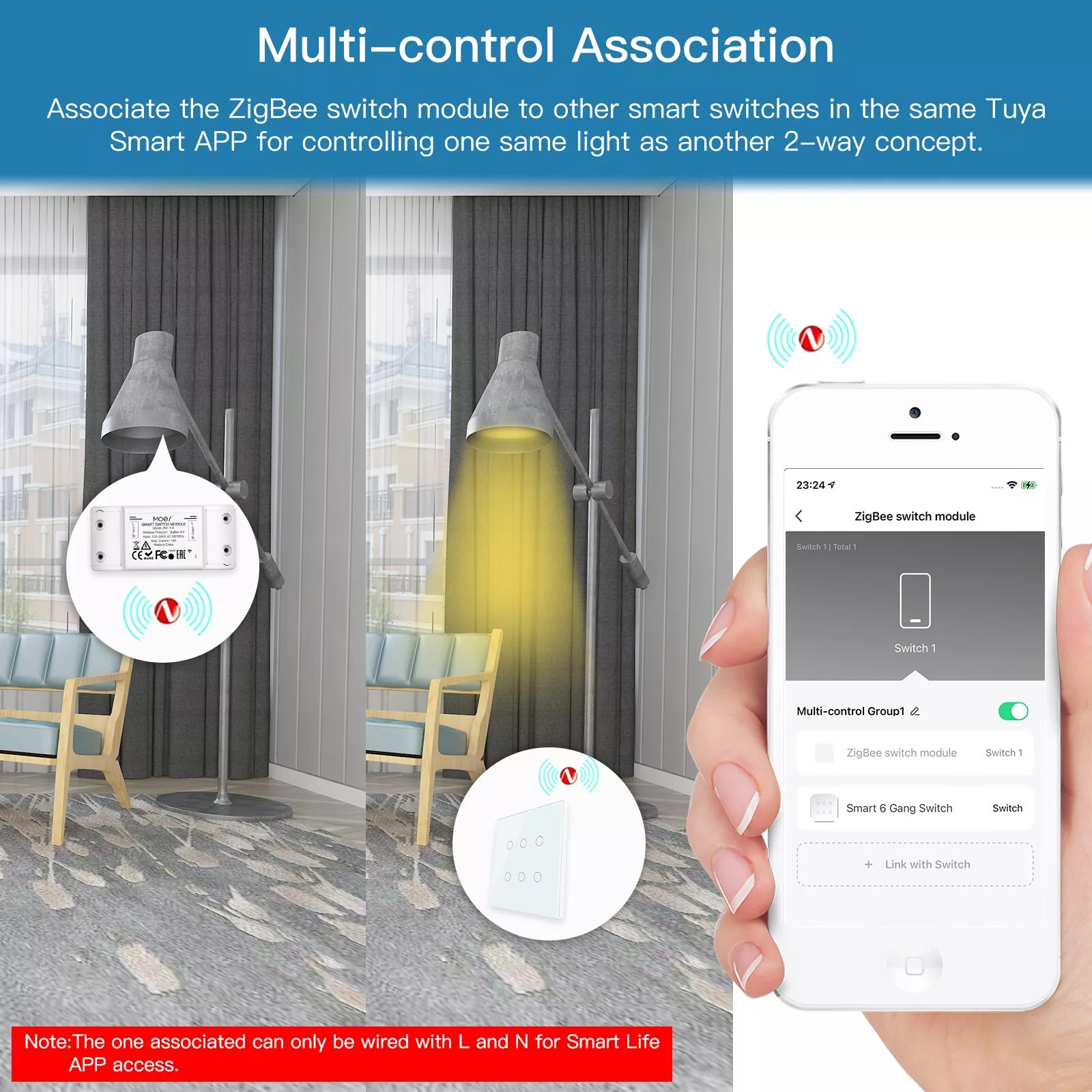 Công Tắc Zigbee Điều Khiển Từ Xa Tuya Basic