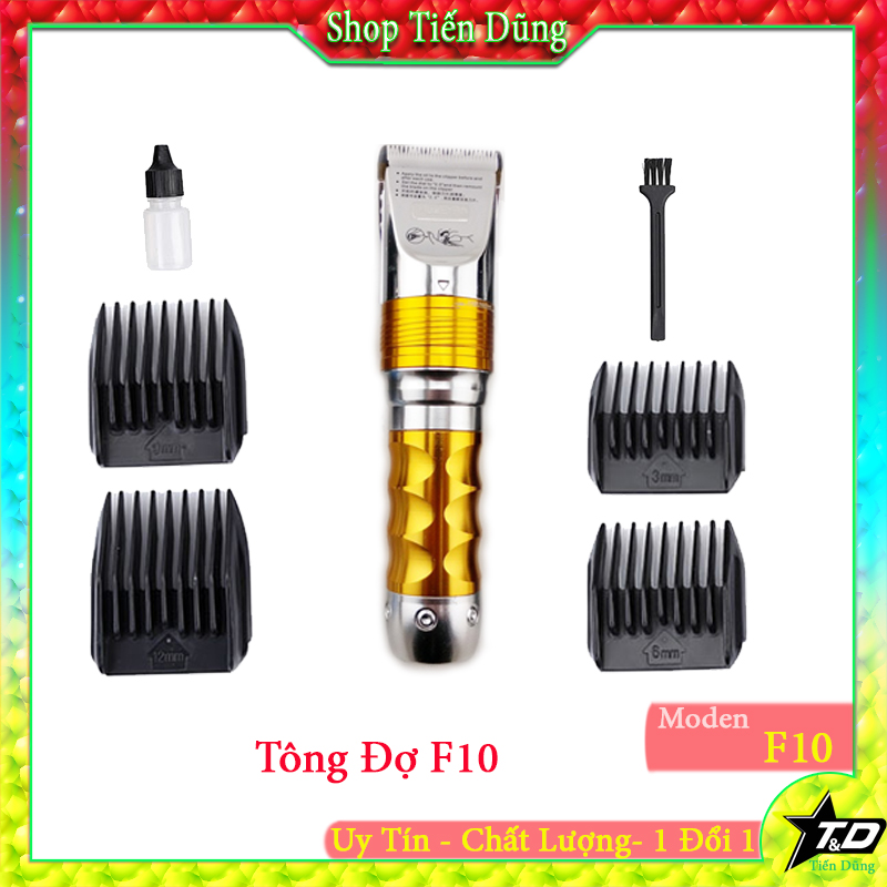 Tông đơ cắt tóc HuaErBo F10 cho trẻ em và người lớn dòng tích hợp pin sạc có tặng kèm 2 pin kèm củ sạc pin- Tăng đơ F10 chất liệu vỡ kim loại nhìn sang trọng