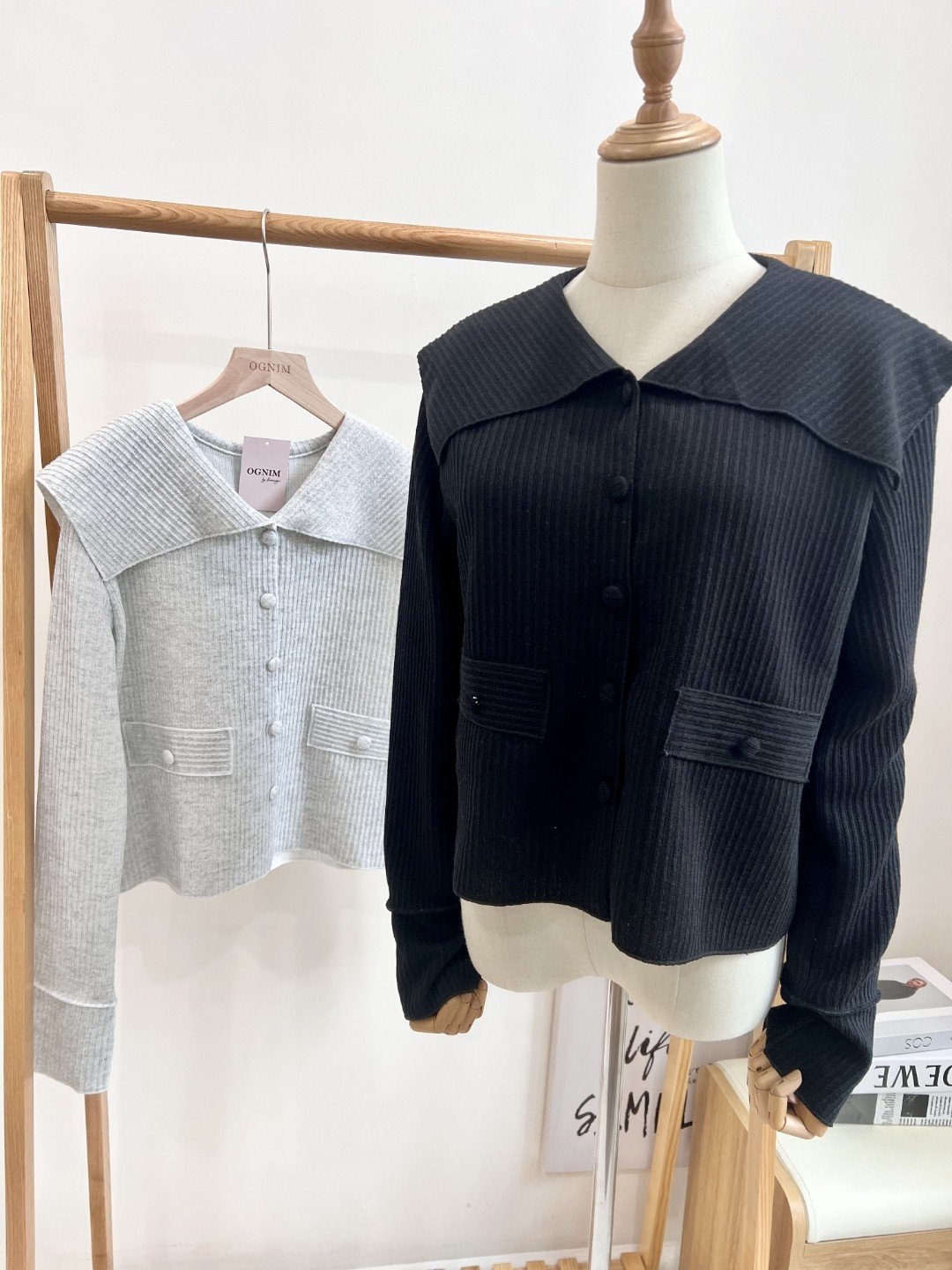 Áo cardigan len tăm cổ bẻ phong cách Hàn Quốc
