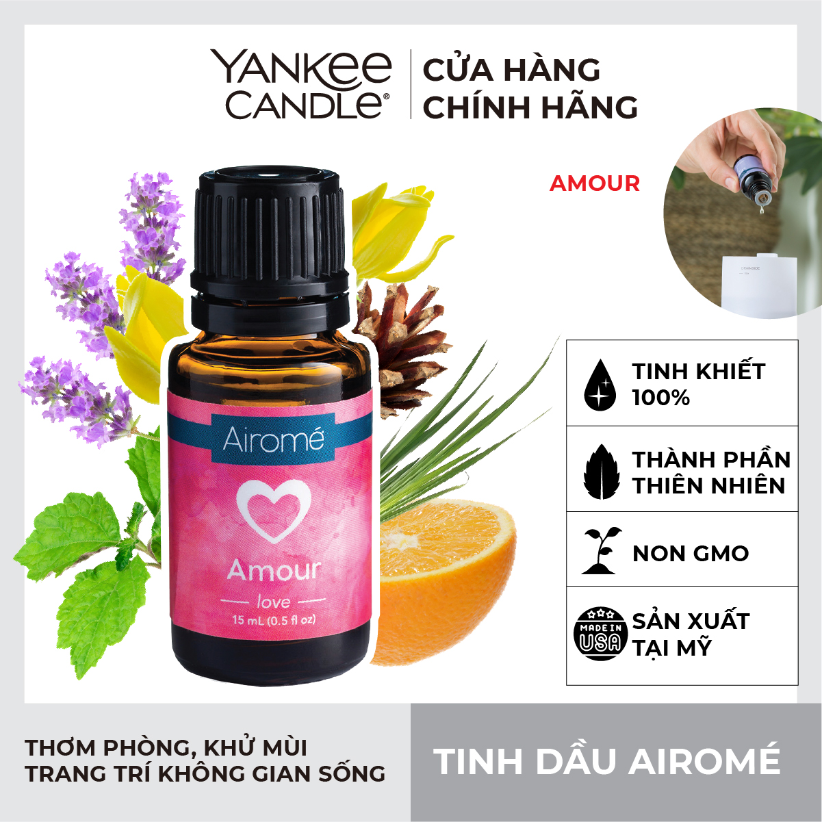 Tinh dầu Airomé Yankee Candle - Amour 15ml