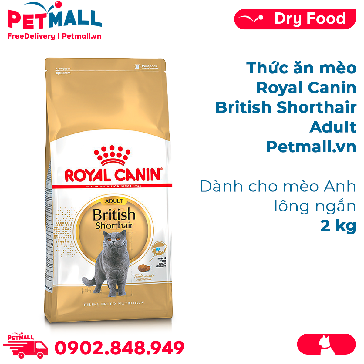 Thức ăn mèo Royal Canin British Shorthair Adult 2kg Petmall