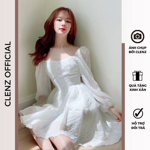 [ Clenz - Váy thiết kế cao cấp ] Đầm tiểu thư tay dài cổ điển D11