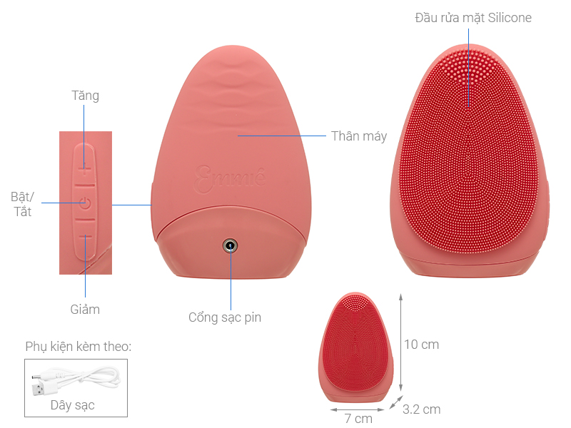Emmie Máy Rửa Mặt Premium Facial Cleansing Brush (So Sweet)