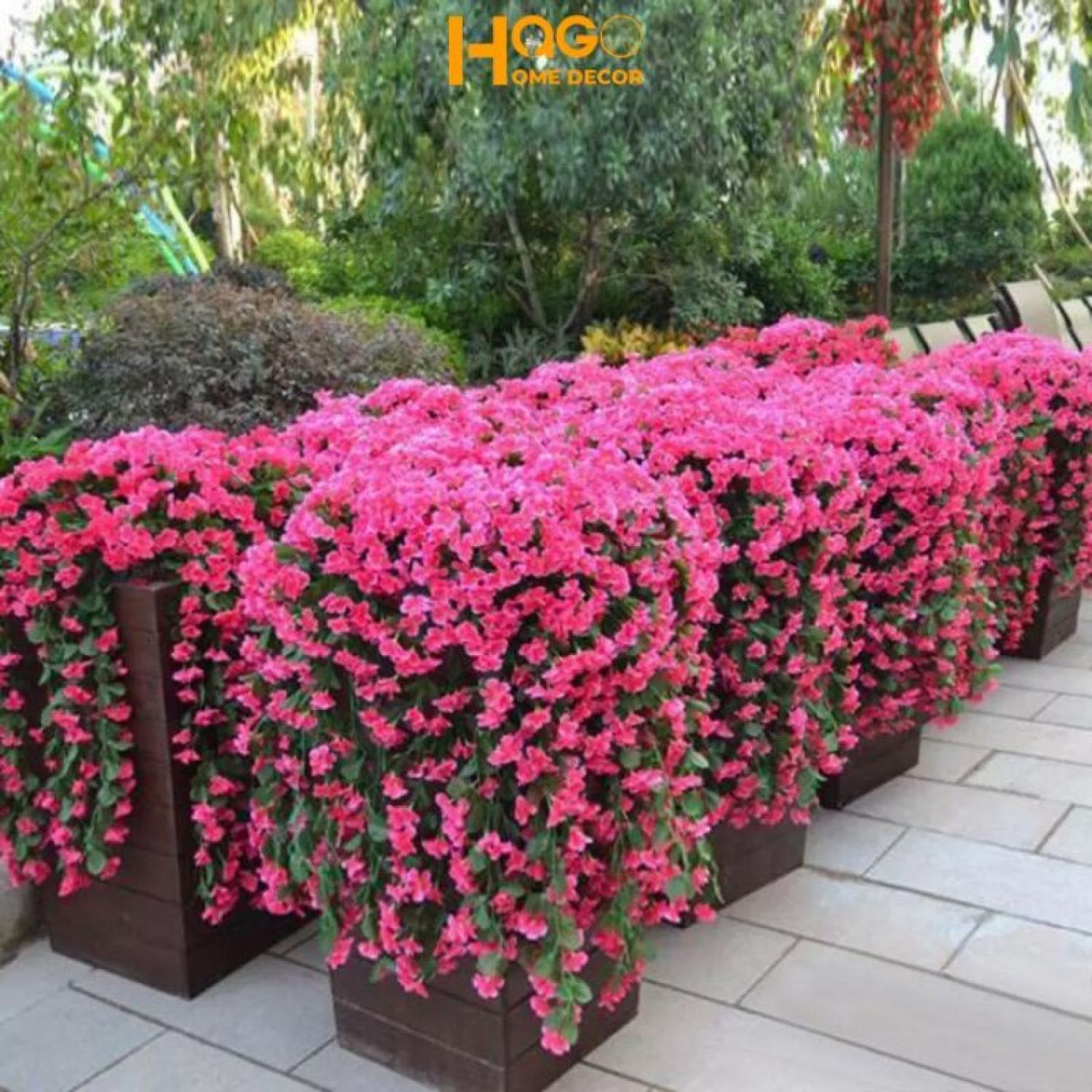 CHÙM ĐỖ QUYÊN TREO TƯỜNG . HOA VẢI HOA LỤA CAO CẤP