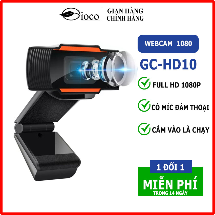 - Webcam máy tính HD 1080P Có MIC dùng cho laptop, PC cổng USB, webcam pc dùng để học trực tuyến livestream, gọi videocall, họp zoom- GIOCO