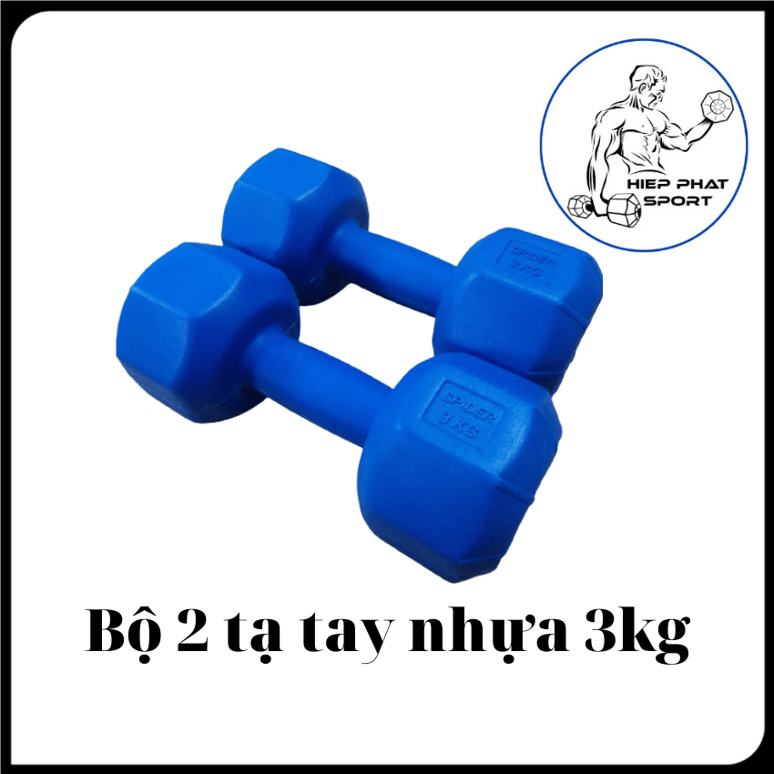 Tạ tay 3kg màu xanh dương (Bộ 2 cái tạ tay nhựa 3kg bát giác)