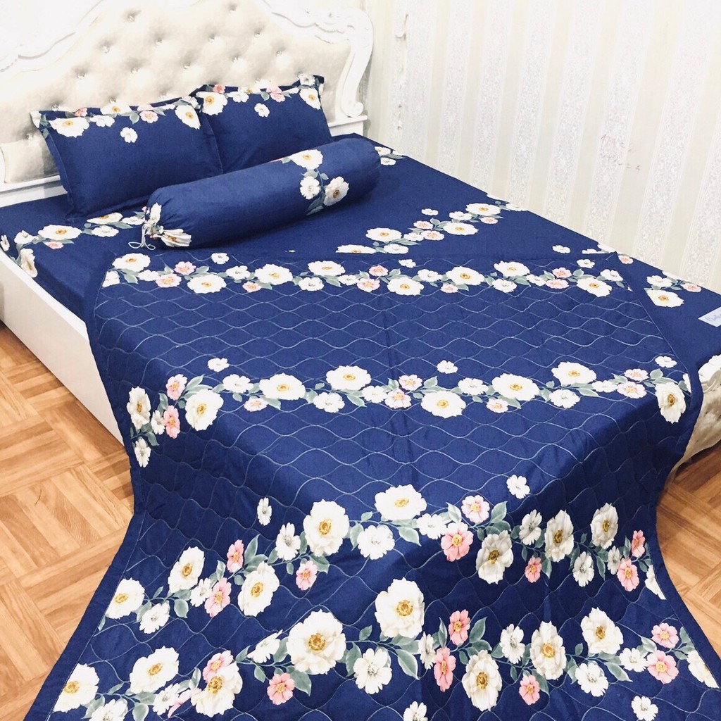 Bộ ga và 2 vỏ gối Cotton Poly Mẫu CÚC HOẠ MI
