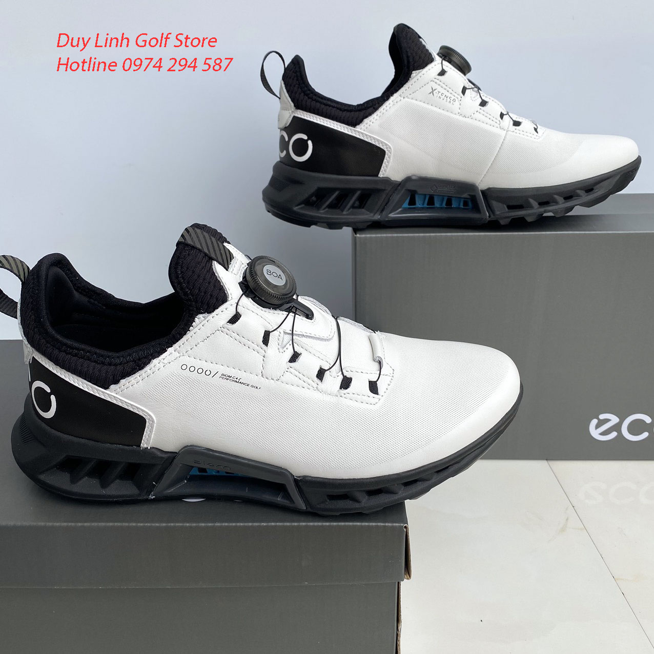 giày golf nam ecco, có nút vặn, chất liệu da pu cao cấp không thấm nước, đi êm chân, men's golf shoes, giày gôn nam