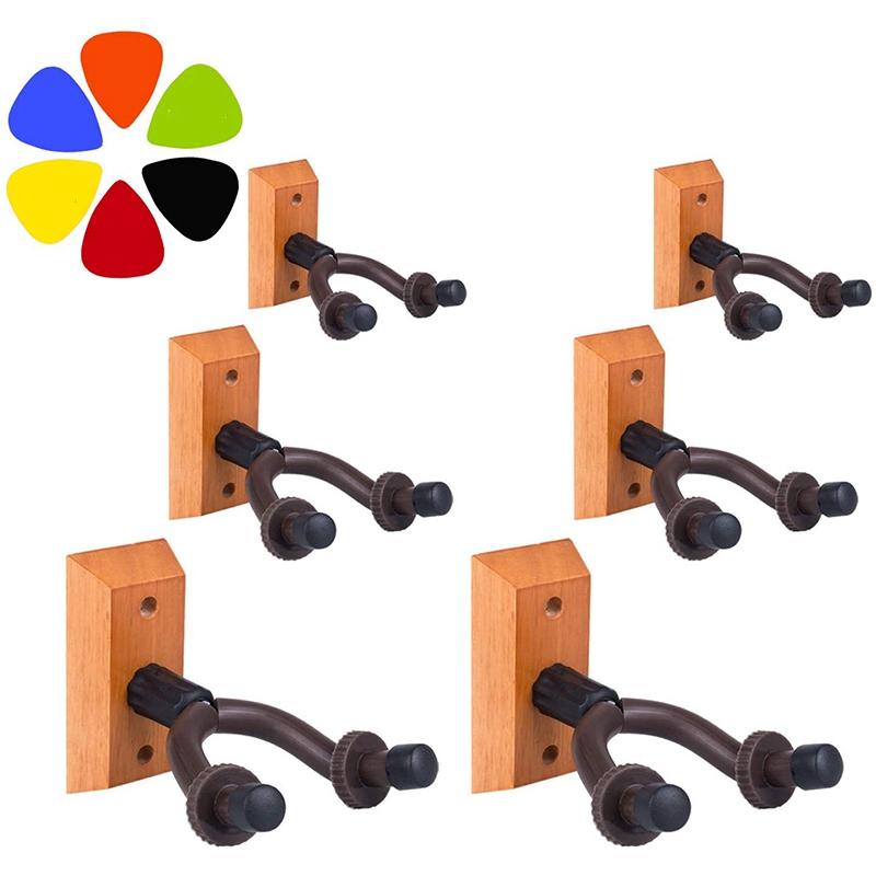 6-Pack Guitar Stands Guitar Holders Guitar Wall Mounts Hardwood Guitar Hanger Wall Hooks with Screws for All Size Guitars, Bass, Mandolin, Banjo, Ukulele