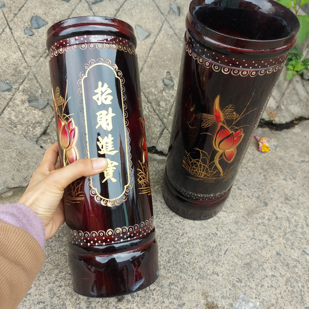 Ống đựng nhang gỗ cao 32cm
