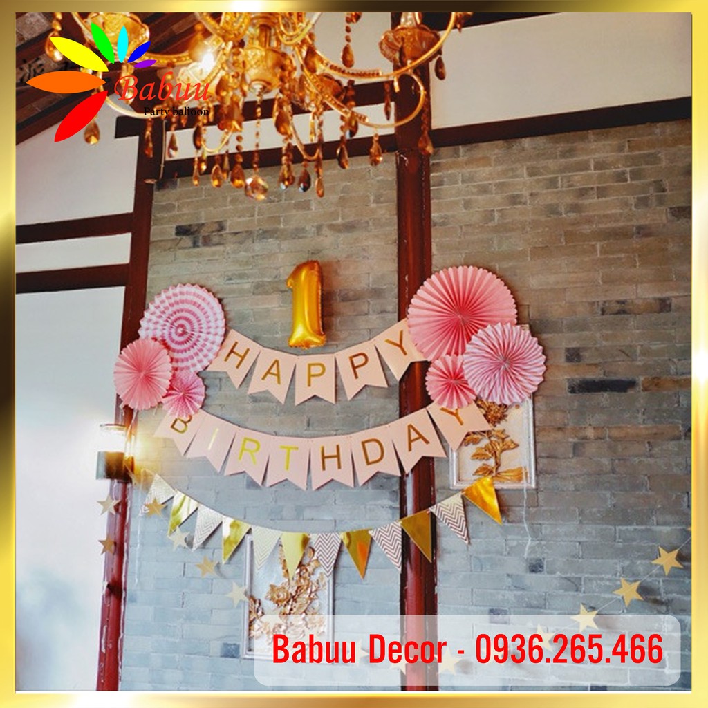 Set quạt giấy trang trí sinh nhật