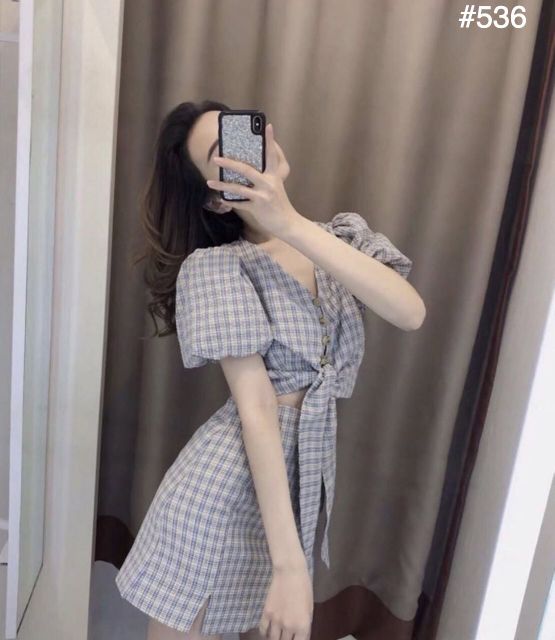 [HCM]Set Caro Cột Nơ Siêu Xinh