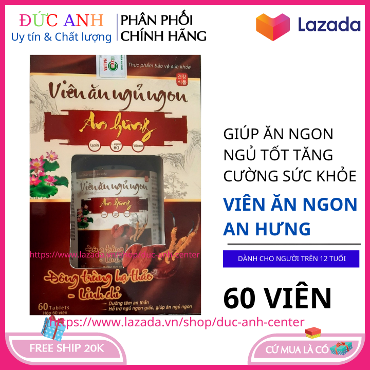 Vitamin tổng hợp Viên ăn ngủ ngon An Hưng giúp ăn ngon khỏe mạnh hộp 60 viên
