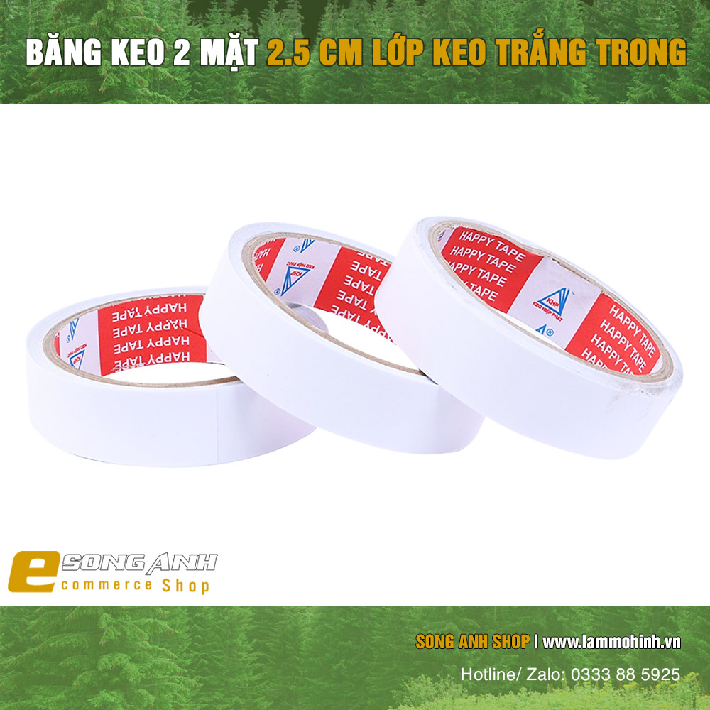 Băng keo 2 mặt nhiều size 2.5F - 5F ( 1 hộp 2 cuộn )