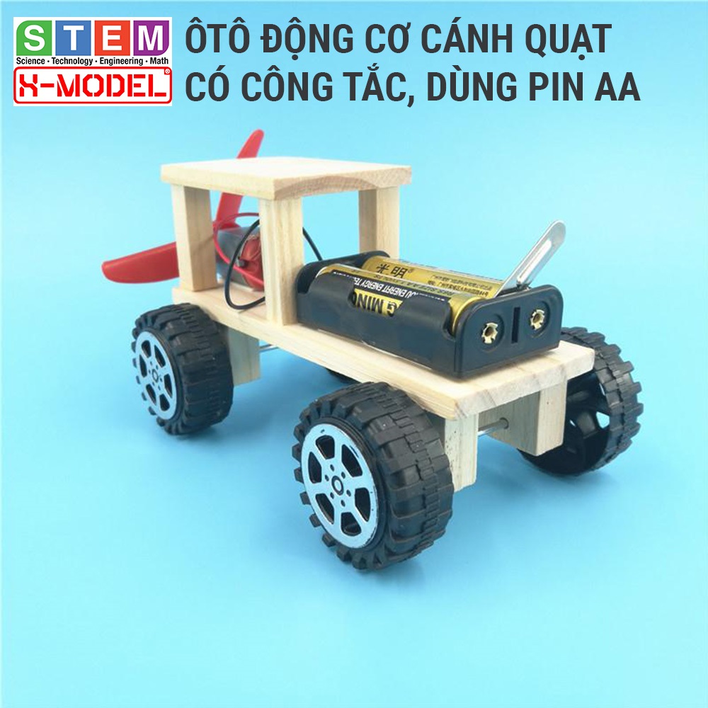 Đồ chơi sáng tạo STEM tự làm Ô tô đồ chơi gỗ mô tơ cánh quạt XMODEL ST53