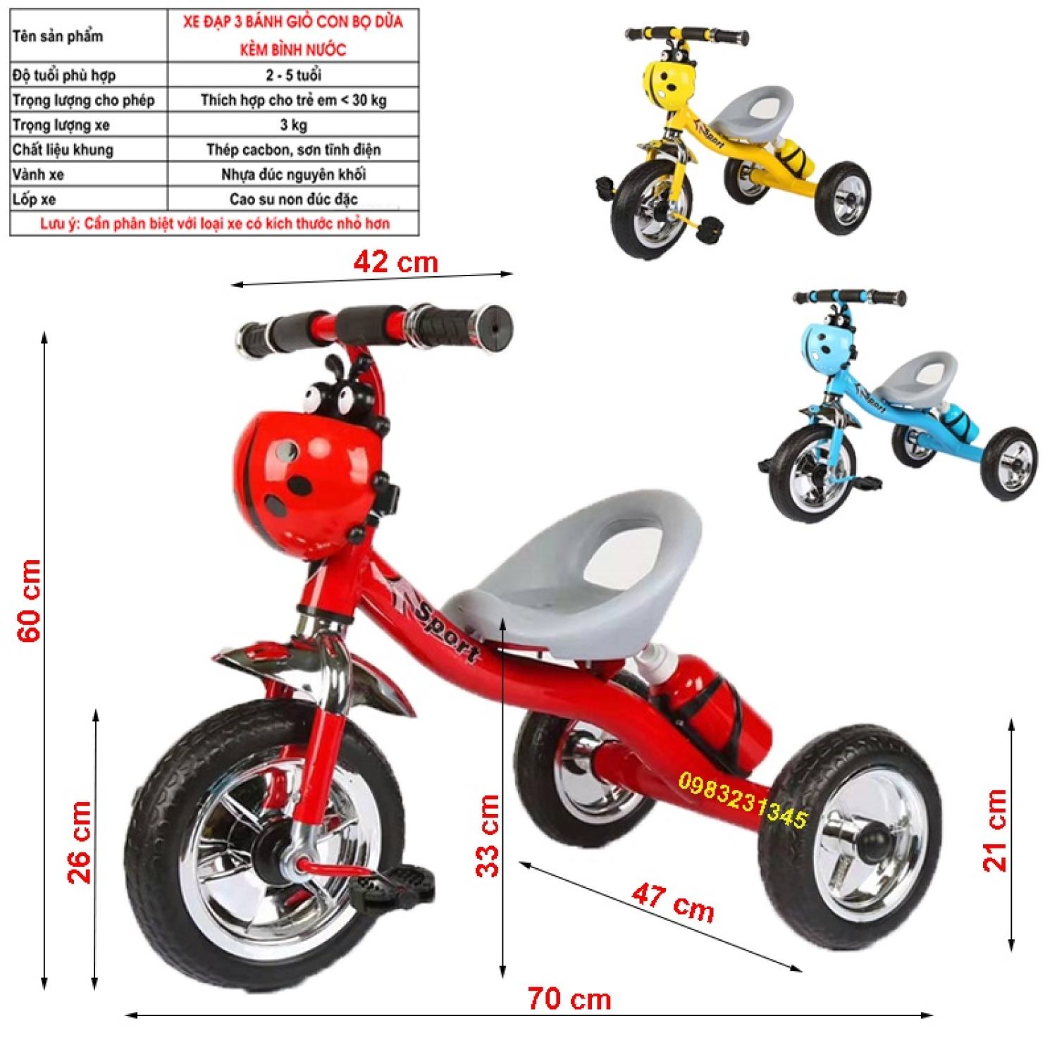 Xe chòi chân xe đạp 3 bánh trẻ em cho bé XTB3