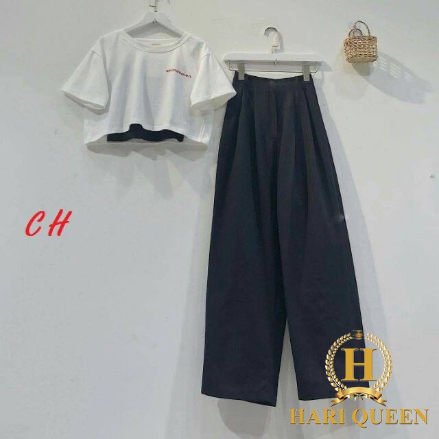 Sét croptop 3 món 1974 + quần ống rộng coh0520